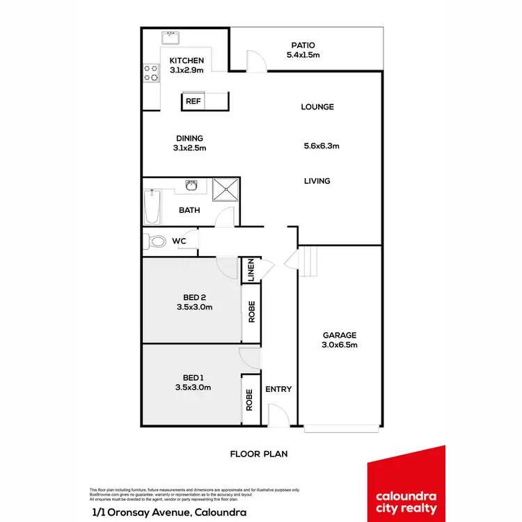 Floorplan of Homely semi-detached listing, 1/1 Oronsay Avenue, Caloundra QLD 4551