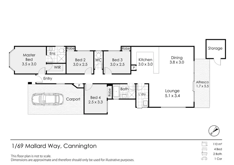 Floorplan of Homely house listing, 1/69 Mallard Way, Cannington WA 6107