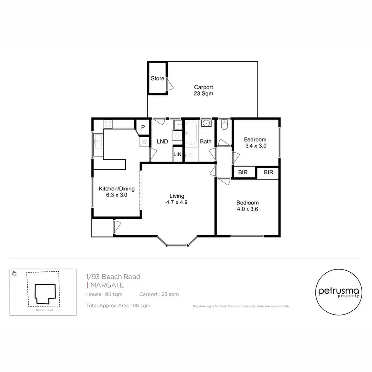 Floorplan of Homely unit listing, 1/93 Beach Road, Margate TAS 7054