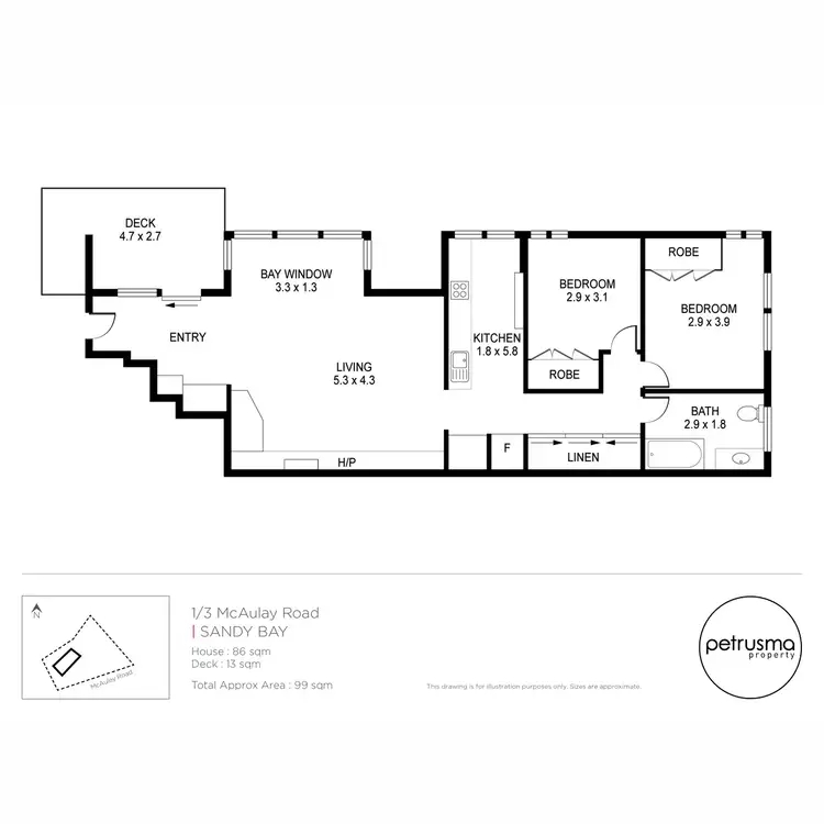 Floorplan of Homely villa listing, 1/3 McAulay Road, Sandy Bay TAS 7005