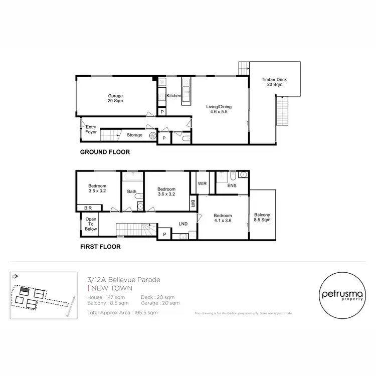 Floorplan of Homely townhouse listing, 3/12a Bellevue Parade, New Town TAS 7008