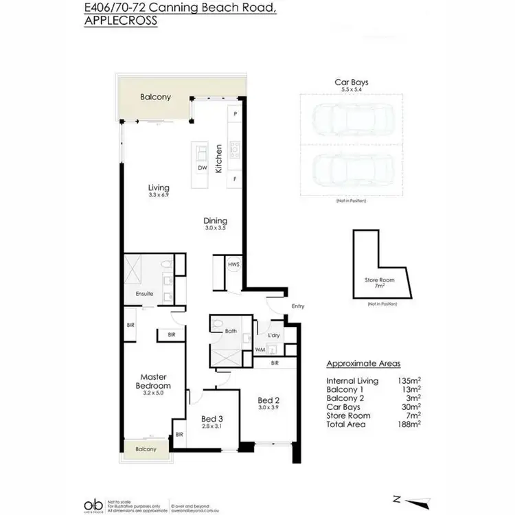 Floorplan of Homely apartment listing, E406/70-72 Canning Beach Road, Applecross WA 6153