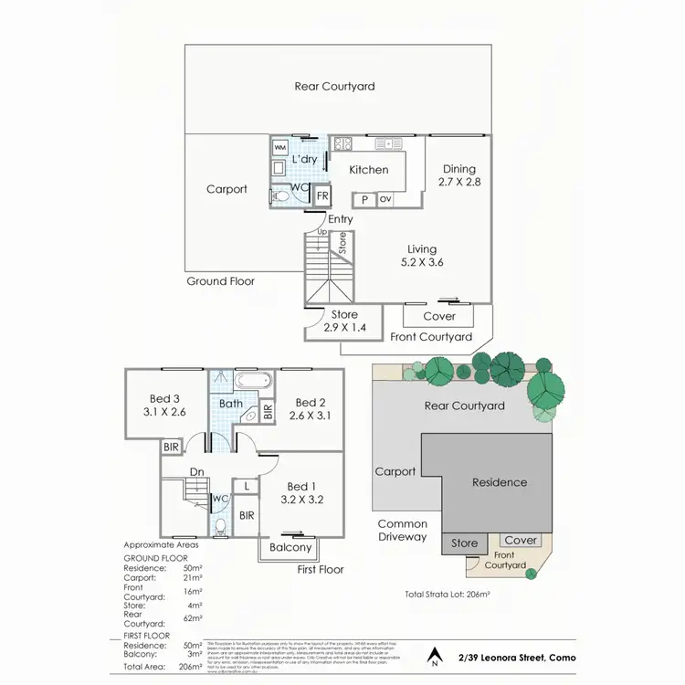 Floorplan of Homely townhouse listing, 2/39 Leonora Street, Como WA 6152