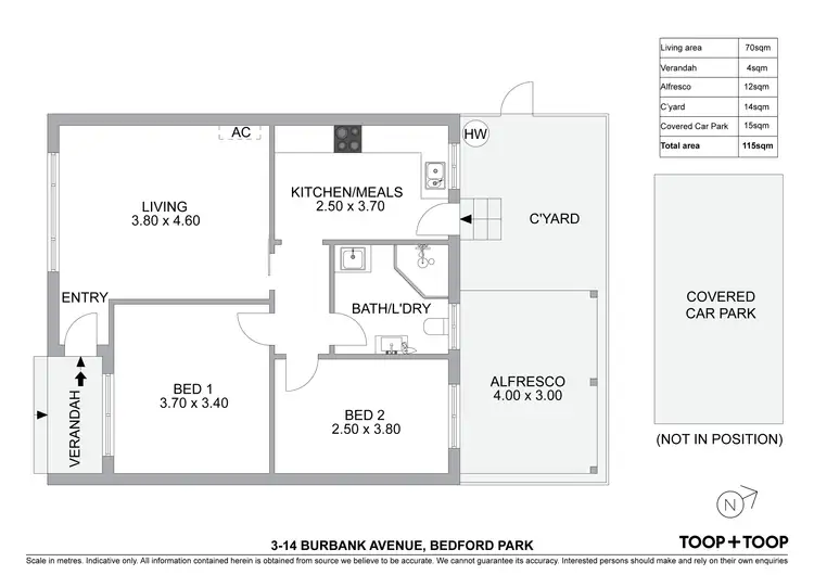 Floorplan of Homely unit listing, 3/14 Burbank Avenue, Bedford Park SA 5042