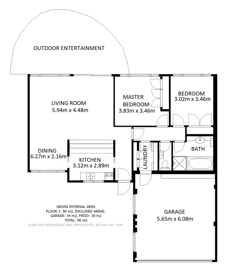 Floorplan of Homely townhouse listing, 1/24 Huon Creek Road, Wodonga VIC 3690