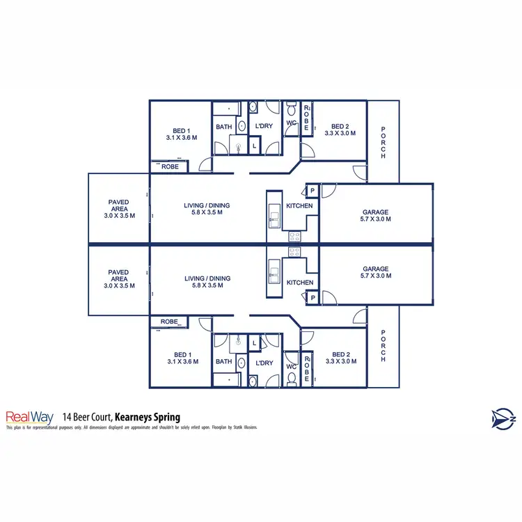 Floorplan of Homely unit listing, 1 & 2/14 Beer Court, Kearneys Spring QLD 4350
