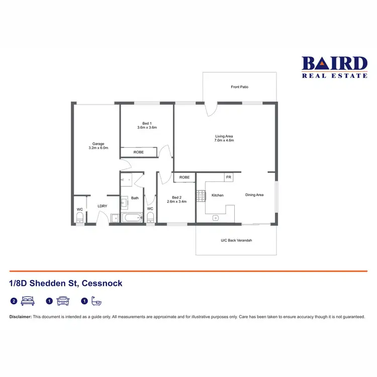 Floorplan of Homely unit listing, 1/8D Shedden Street, Cessnock NSW 2325