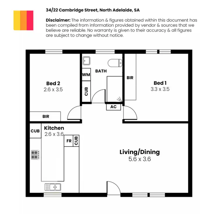 Floorplan of Homely unit listing, 34/22 Cambridge Street, North Adelaide SA 5006