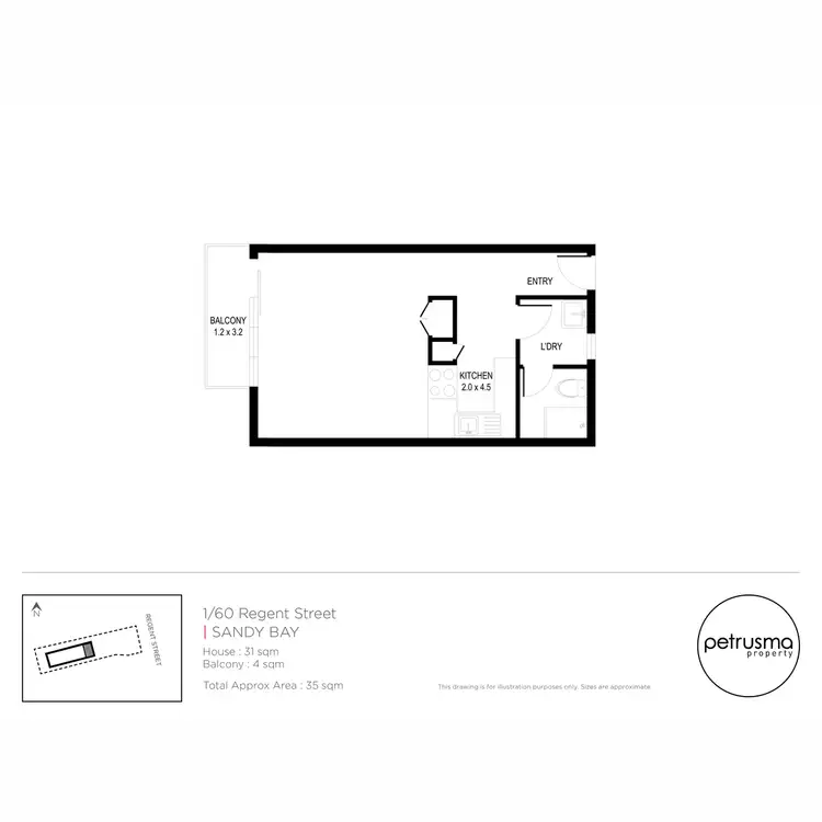 Floorplan of Homely unit listing, 1/60 Regent Street, Sandy Bay TAS 7005