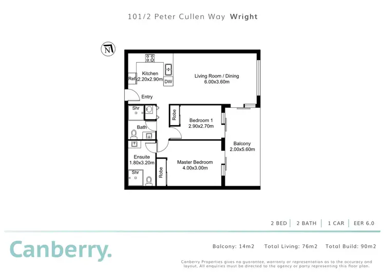 Floorplan of Homely apartment listing, 101/2 Peter Cullen Way, Wright ACT 2611