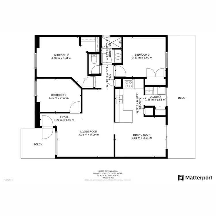 Floorplan of Homely unit listing, 1/106 Broadway, Bassendean WA 6054