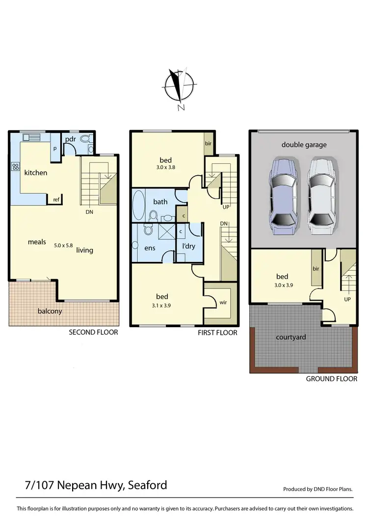 Floorplan of Homely townhouse listing, 7/107 Nepean Highway, Seaford VIC 3198