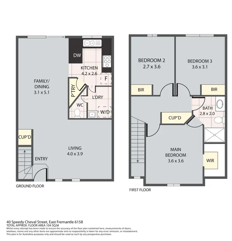 Floorplan of Homely townhouse listing, 40 Speedy Cheval Street, East Fremantle WA 6158