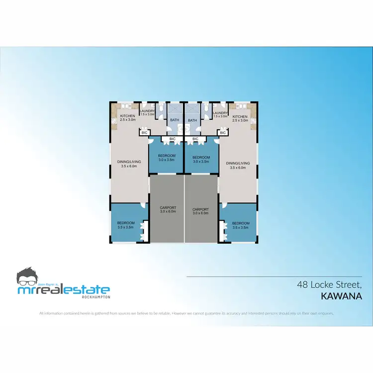 Floorplan of Homely semi-detached listing, 1 & 2/48 Locke Street, Kawana QLD 4701
