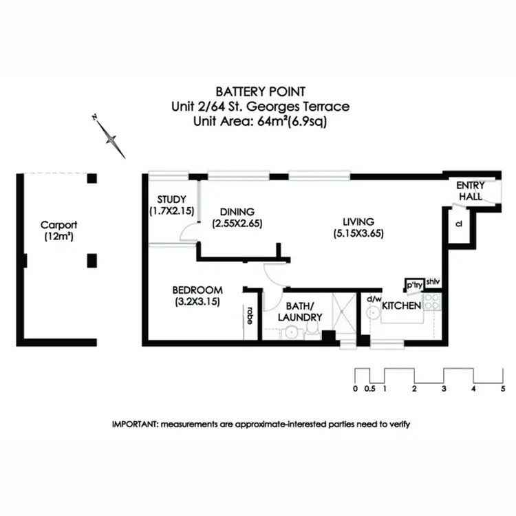 Floorplan of Homely unit listing, 2/64 St Georges Terrace, Battery Point TAS 7004