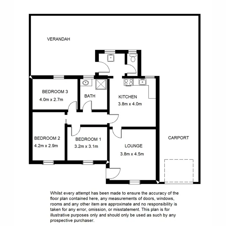Floorplan of Homely semi-detached listing, 3 South Terrace, Quorn SA 5433