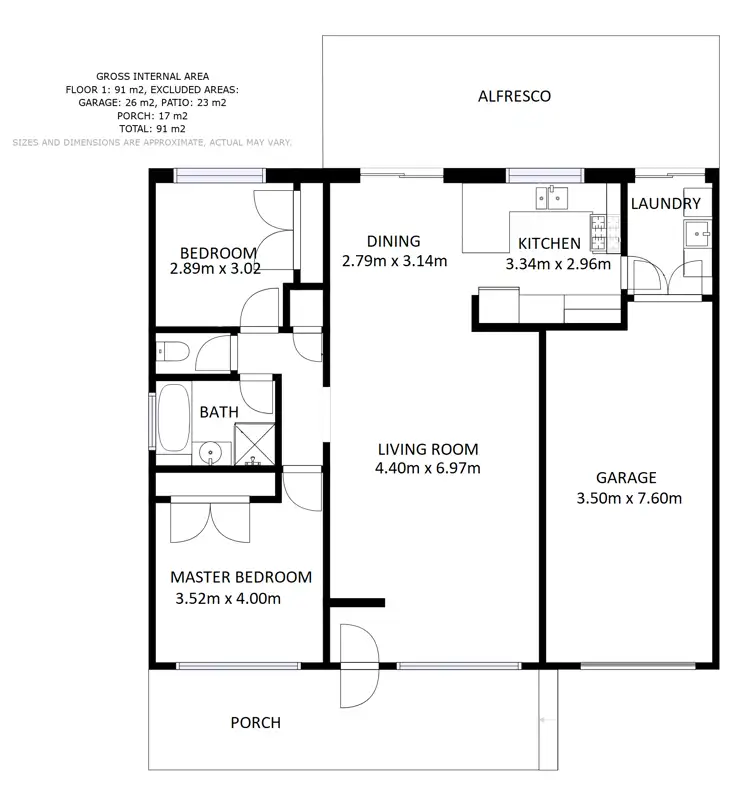 Floorplan of Homely townhouse listing, 2 Rosemont Court, Wodonga VIC 3690