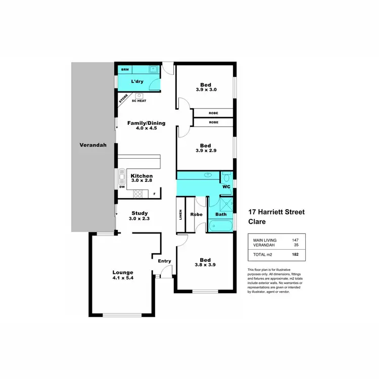 Floorplan of Homely house listing, 17 Harriett Street, Clare SA 5453