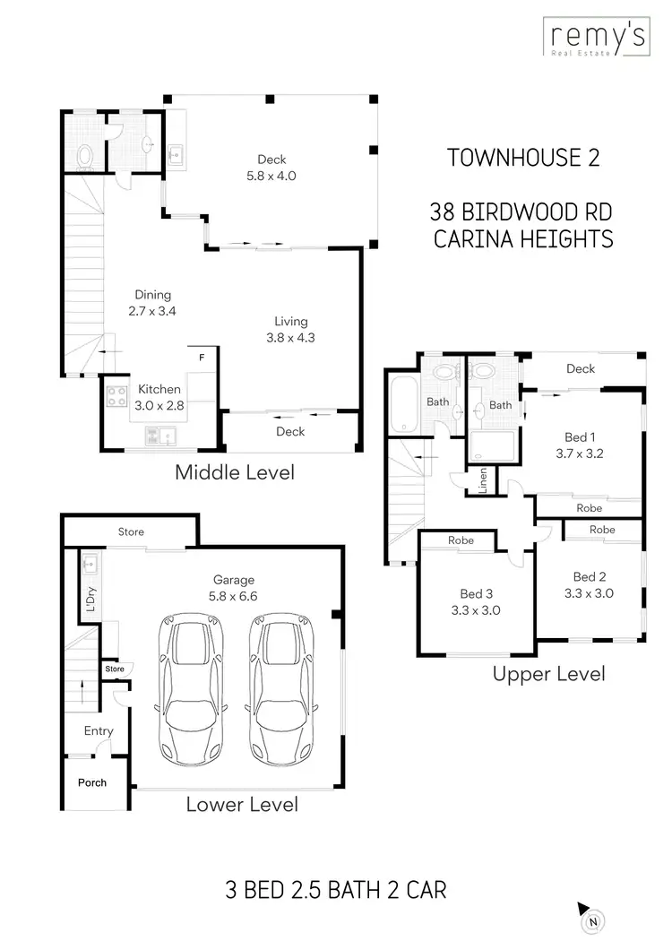 Floorplan of Homely townhouse listing, 2/38 Birdwood Road, Carina Heights QLD 4152