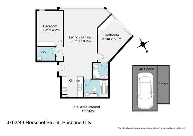 Floorplan of Homely apartment listing, 3702/43 Herschel Street, Brisbane City QLD 4000