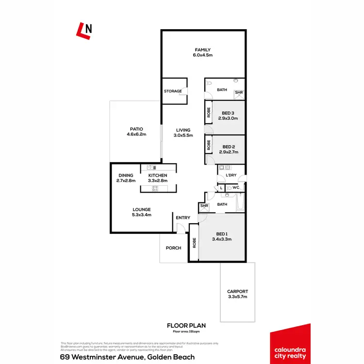 Floorplan of Homely house listing, 69 Westminster Avenue, Golden Beach QLD 4551