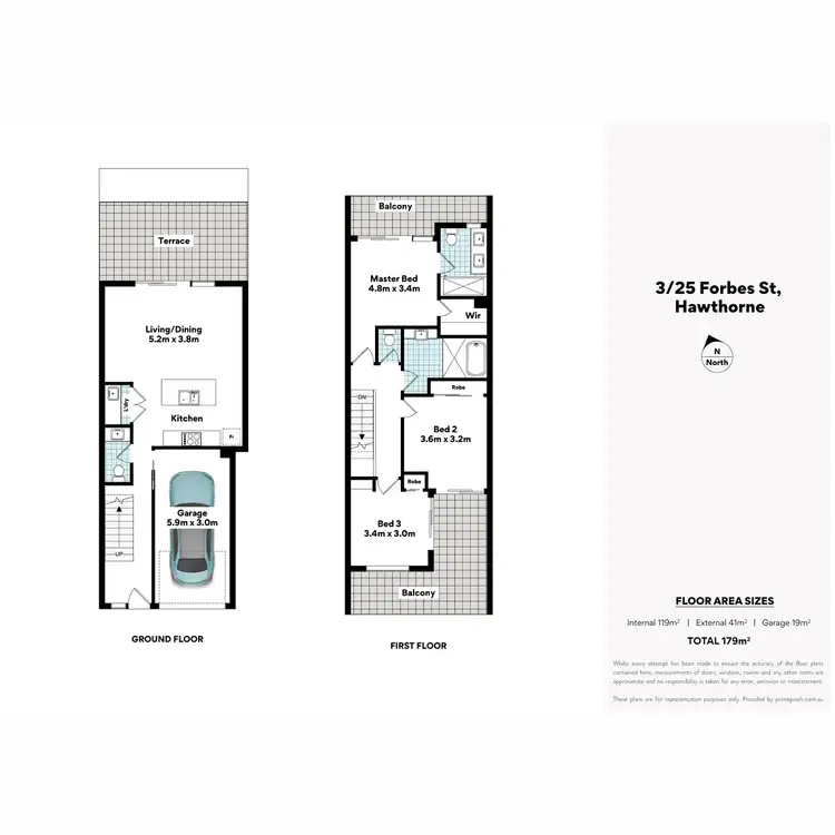 Floorplan of Homely townhouse listing, 3/25 Forbes Street, Hawthorne QLD 4171