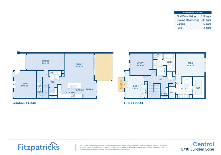 Floorplan of Homely townhouse listing, 10 Eurdein Lane, Wagga Wagga NSW 2650