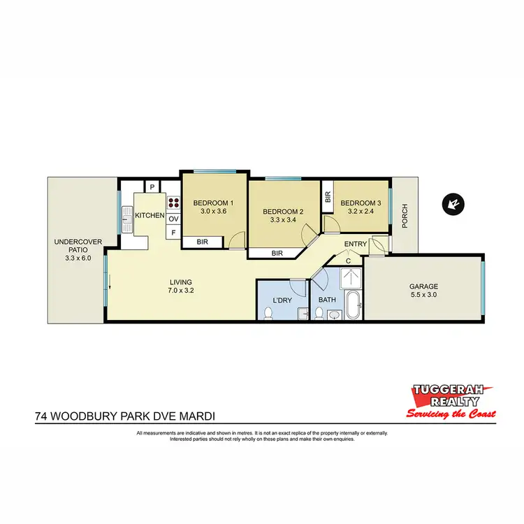 Floorplan of Homely semi-detached listing, 1/74 Woodbury Park Drive, Mardi NSW 2259