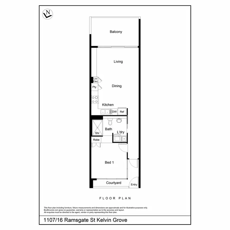 Floorplan of Homely unit listing, 1107/16 Ramsgate Street, Kelvin Grove QLD 4059