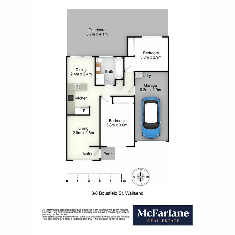Floorplan of Homely unit listing, 3/8 Bousfield Street, Wallsend NSW 2287
