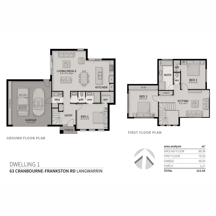 Floorplan of Homely townhouse listing, 1/63 Cranbourne Frankston Road, Langwarrin VIC 3910
