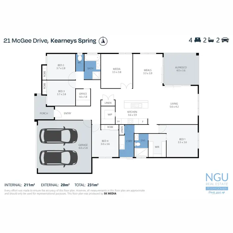Floorplan of Homely house listing, 21 McGee Drive, Kearneys Spring QLD 4350