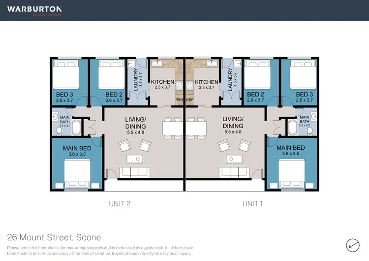 Floorplan of Homely semi-detached listing, 1 & 2 / 26 Mount Street, Scone NSW 2337
