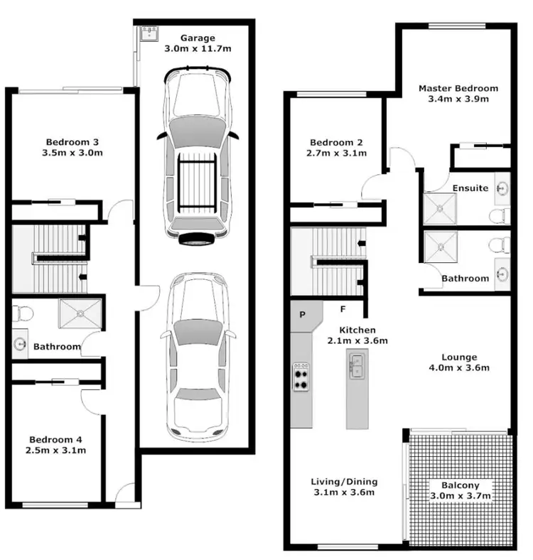 Floorplan of Homely townhouse listing, 1/2 Neroli Drive, Springfield Lakes QLD 4300