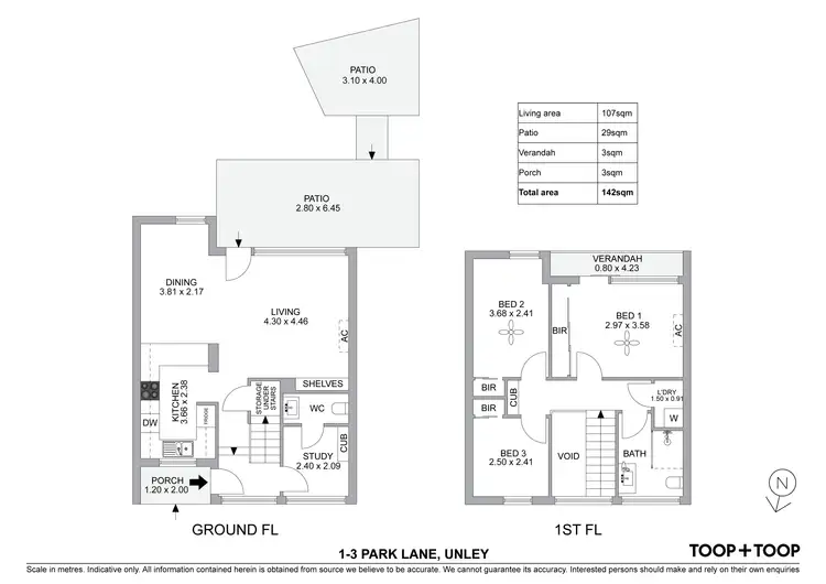 Floorplan of Homely townhouse listing, 1/3 Park Lane, Unley SA 5061