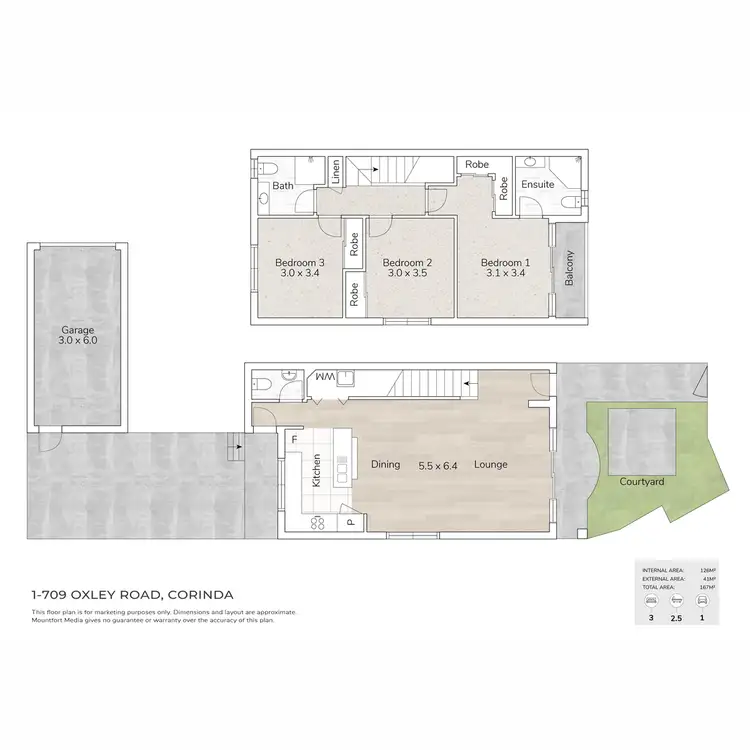 Floorplan of Homely townhouse listing, 1/709 Oxley Road, Corinda QLD 4075