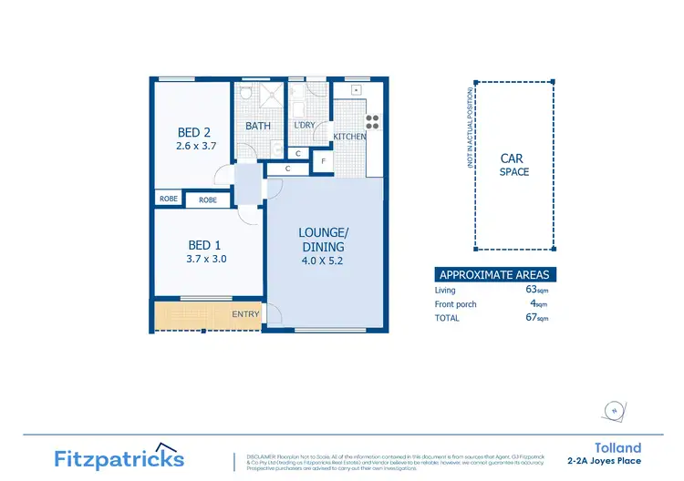 Floorplan of Homely unit listing, 2/2A Joyes Place, Tolland NSW 2650