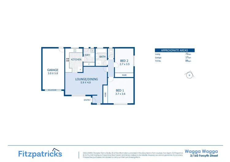 Floorplan of Homely unit listing, 3/160 Forsyth Street, Wagga Wagga NSW 2650