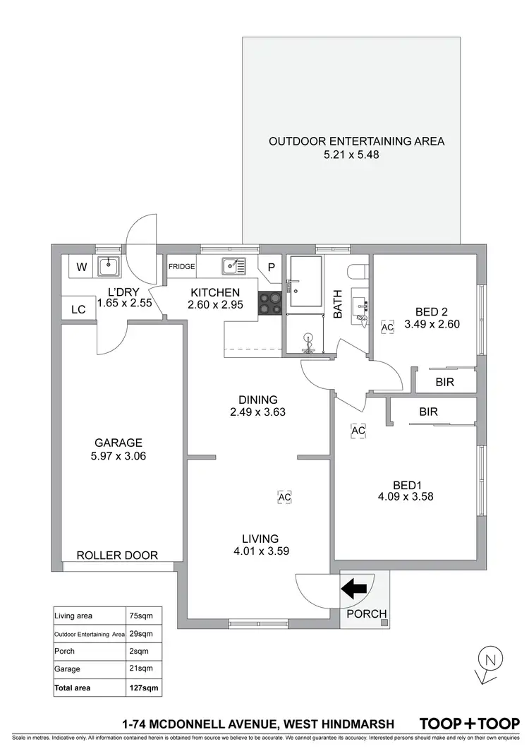 Floorplan of Homely unit listing, 1/74 McDonnell Avenue, West Hindmarsh SA 5007