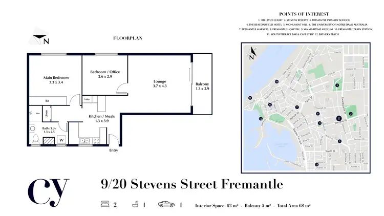 Floorplan of Homely apartment listing, 9/20 Stevens Street, Fremantle WA 6160