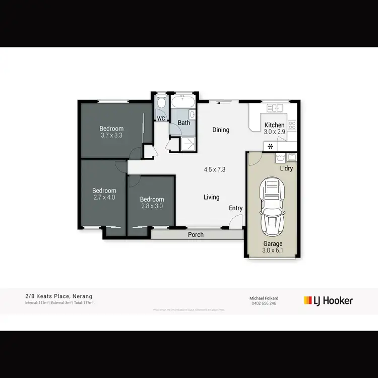 Floorplan of Homely semi-detached listing, 2/8 Keats Place, Nerang QLD 4211