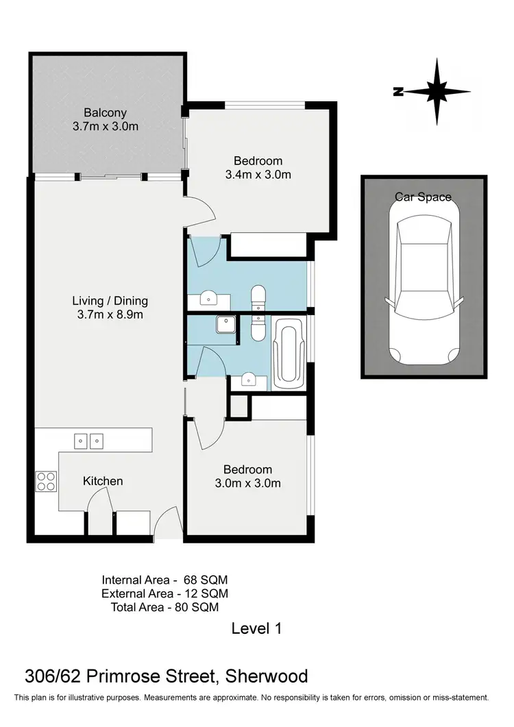 Floorplan of Homely unit listing, 306/62 Primrose Street, Sherwood QLD 4075