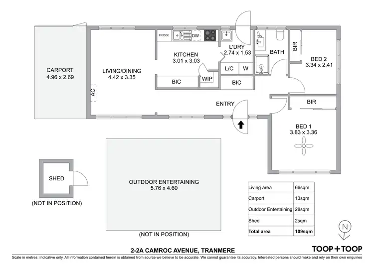 Floorplan of Homely unit listing, 2/2A Camroc Avenue, Tranmere SA 5073