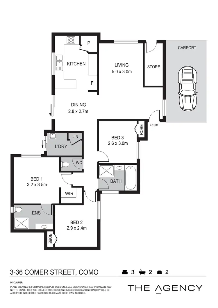 Floorplan of Homely villa listing, 3/36 Comer Street, Como WA 6152