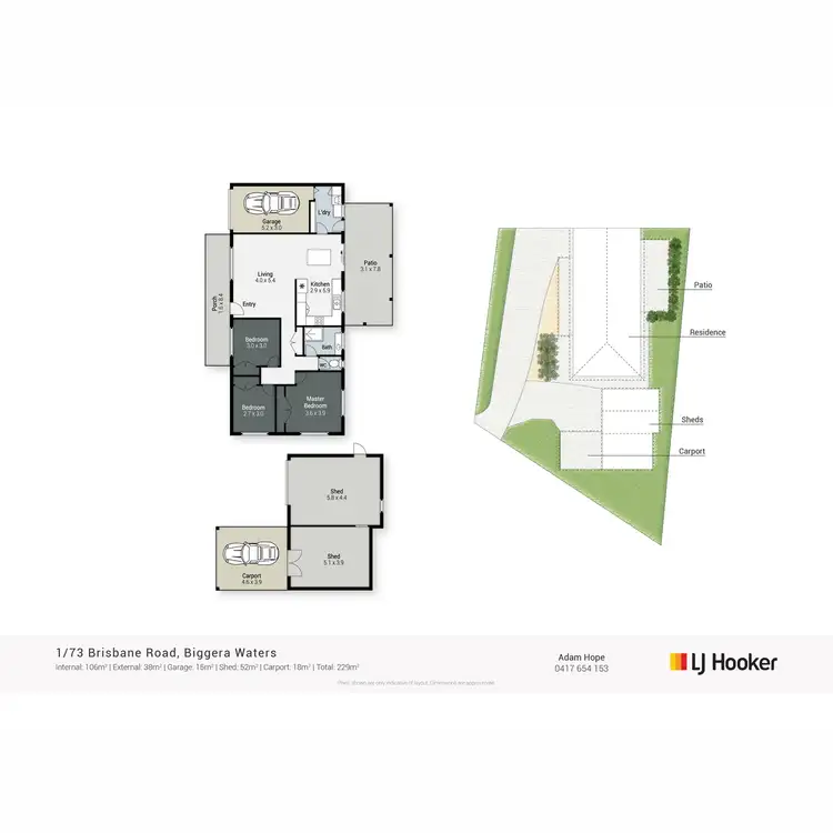 Floorplan of Homely semi-detached listing, 1/73 Brisbane Road, Biggera Waters QLD 4216