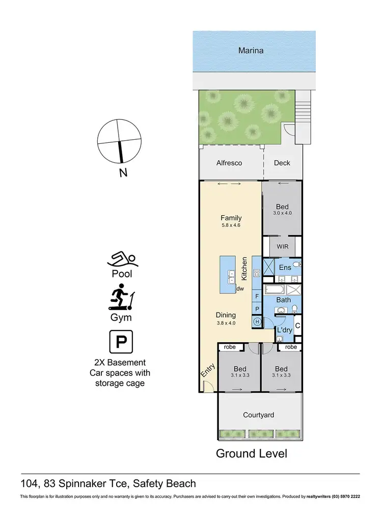 Floorplan of Homely apartment listing, B104/83 Spinnaker Terrace, Safety Beach VIC 3936