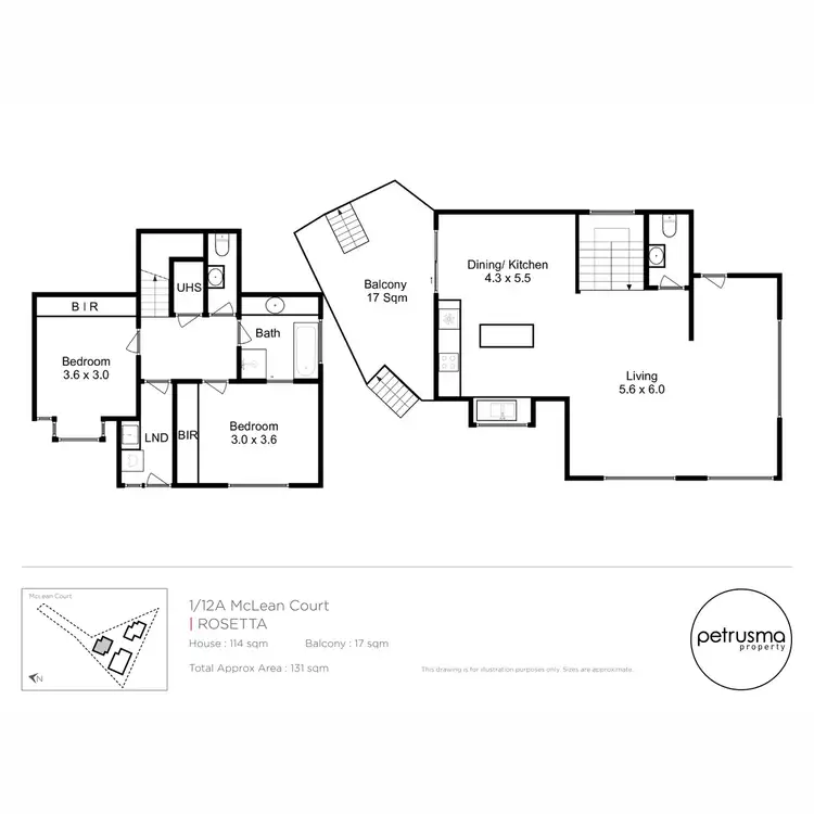 Floorplan of Homely townhouse listing, 1/12A McLean Court, Rosetta TAS 7010
