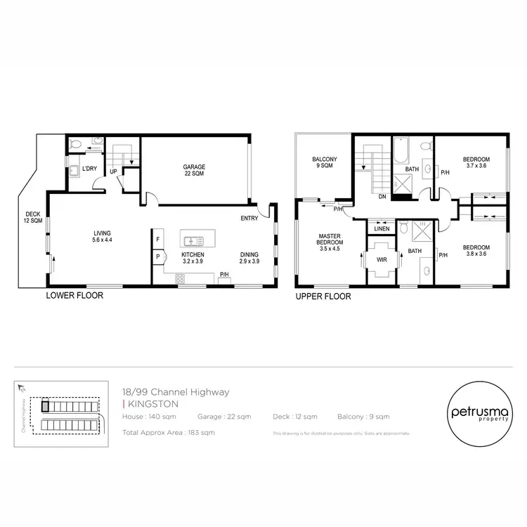 Floorplan of Homely townhouse listing, 18/99 Channel Highway, Kingston TAS 7050