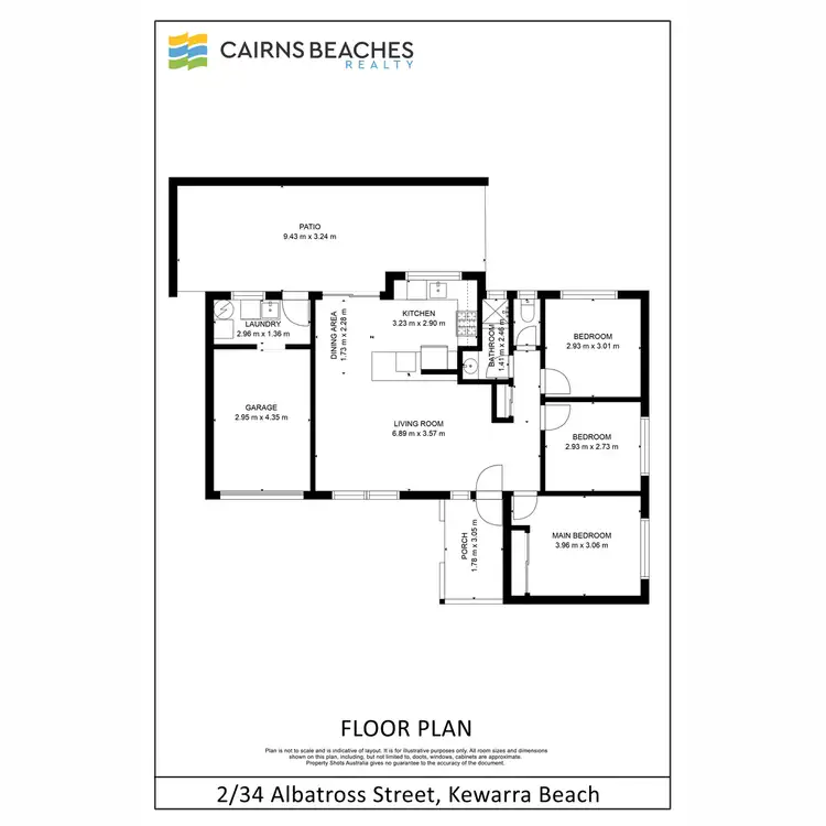Floorplan of Homely semi-detached listing, 2/34 Albatross Street, Kewarra Beach QLD 4879
