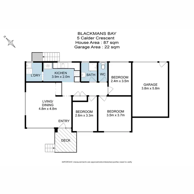 Floorplan of Homely house listing, 1/5 Calder Crescent, Blackmans Bay TAS 7052